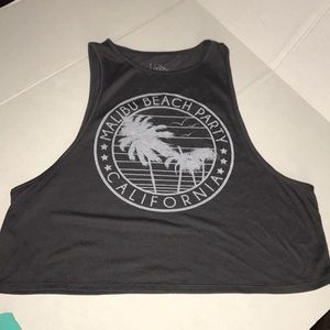 California Malibu beach Party Gray Crop open sleev